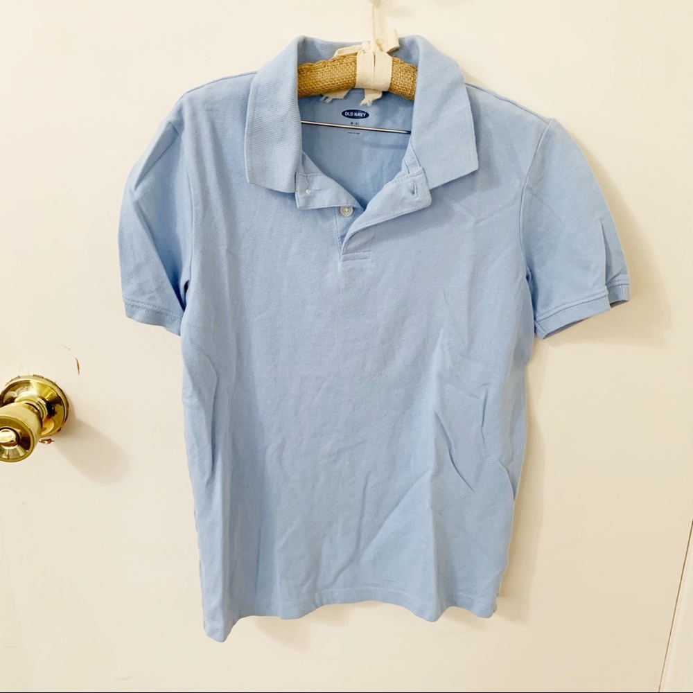 5/$25 Kids Boys Old Navy stretch polo light blue shirt medium 8